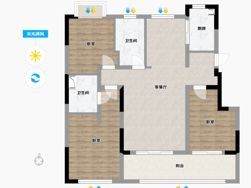 江苏省-无锡市-耘林生命公寓洋溪华庭-94.00-户型库-采光通风