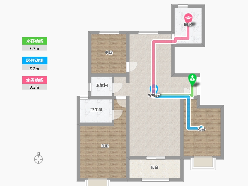 陕西省-西安市-宇林·水岸名邸-99.91-户型库-动静线