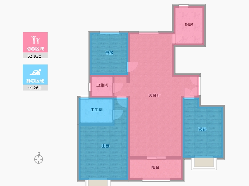 陕西省-西安市-宇林·水岸名邸-99.91-户型库-动静分区