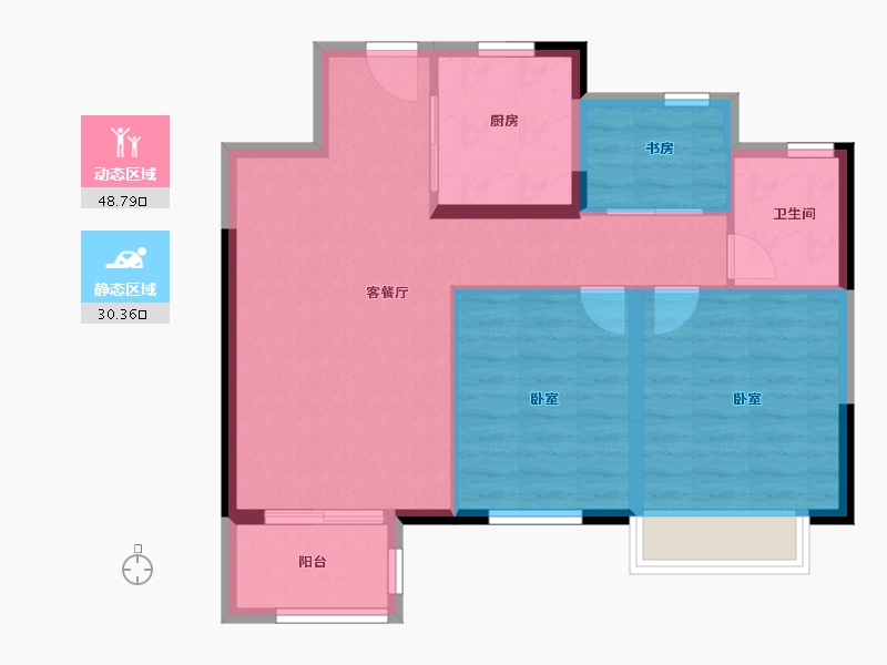 江苏省-无锡市-融创森邻森邻-71.00-户型库-动静分区