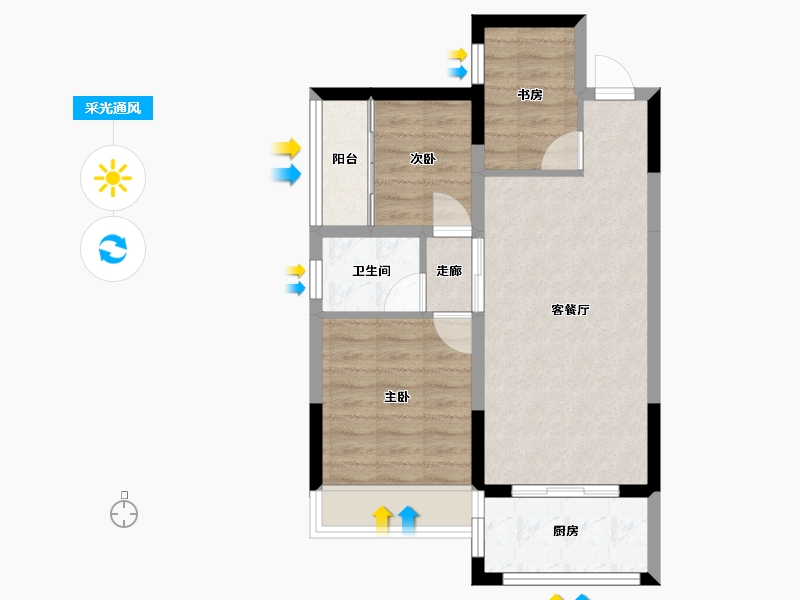 广西壮族自治区-北海市-碧园·海语城-58.36-户型库-采光通风