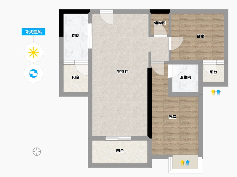 四川省-宜宾市-东燊长寿锦城-63.52-户型库-采光通风