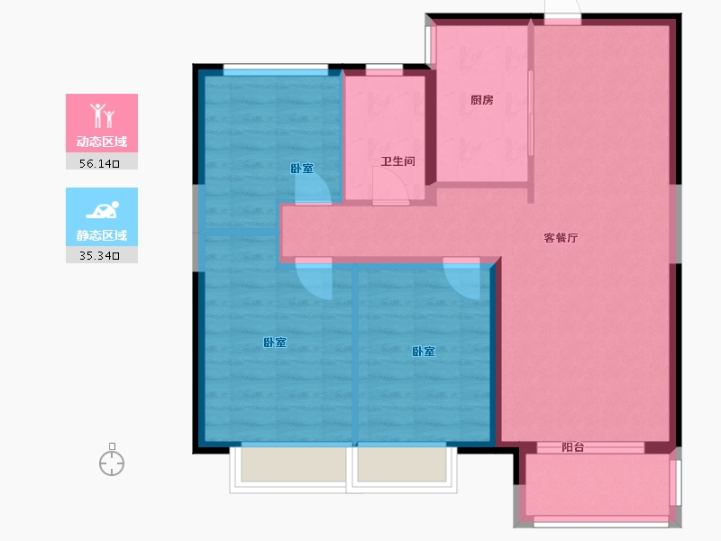 陕西省-渭南市-保利锦悦和府-82.00-户型库-动静分区