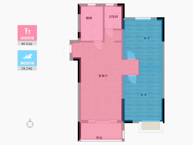 江苏省-徐州市-华美·阳光美邻-67.00-户型库-动静分区