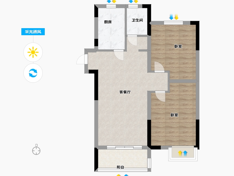 江苏省-徐州市-华美·阳光美邻-67.00-户型库-采光通风