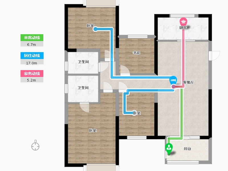 江苏省-无锡市-百好锦园-106.07-户型库-动静线