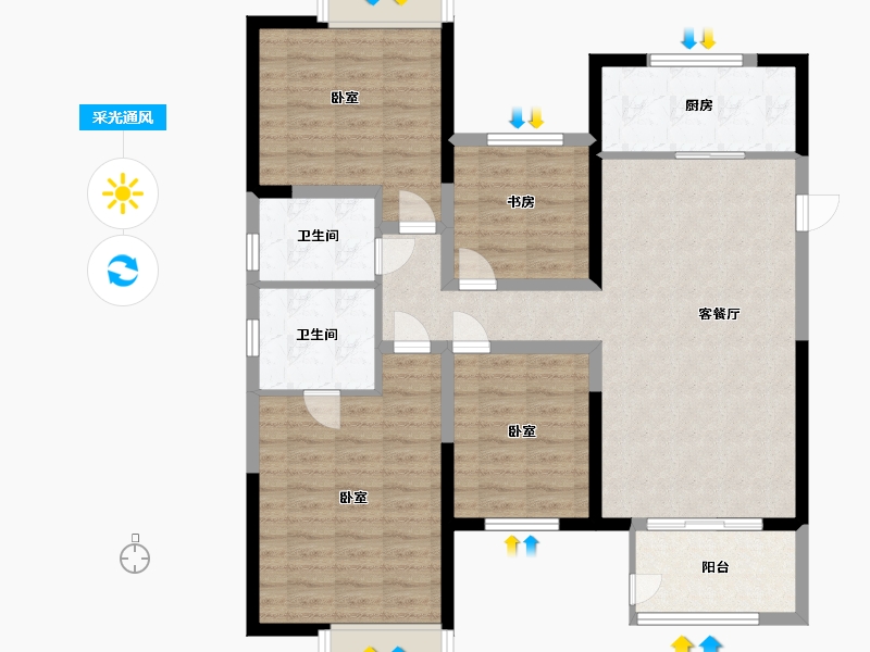 江苏省-无锡市-百好锦园-106.07-户型库-采光通风