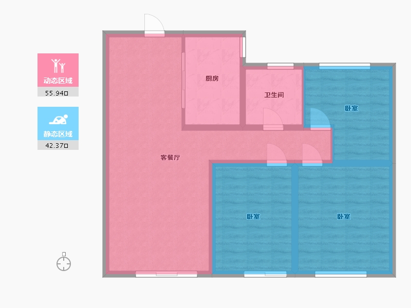 陕西省-渭南市-信达汣溪-89.20-户型库-动静分区