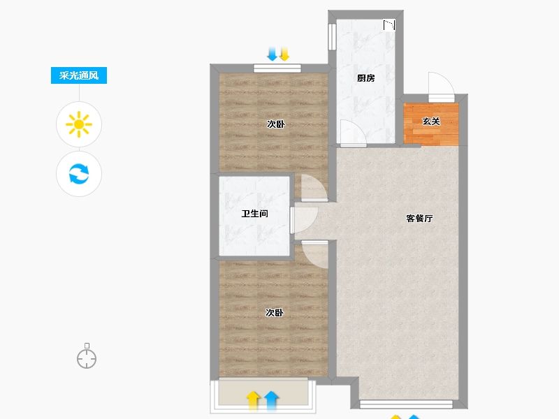 黑龙江省-哈尔滨市-华润置地·万象润街-64.93-户型库-采光通风