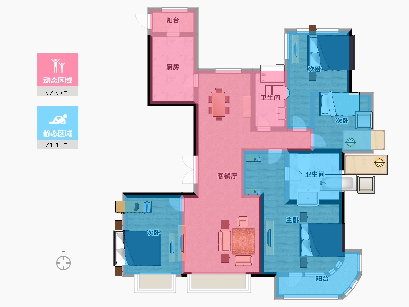 江苏省-南京市-蓝光睿创新筑-112.55-户型库-动静分区