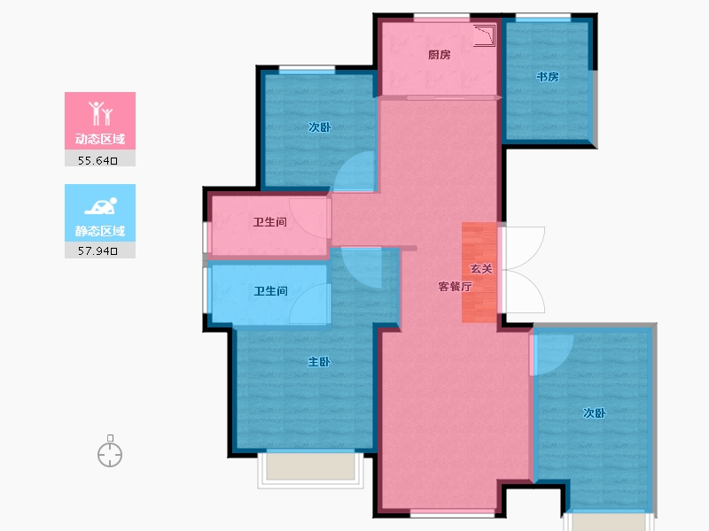 陕西省-西安市-绿城西安全运村-102.00-户型库-动静分区