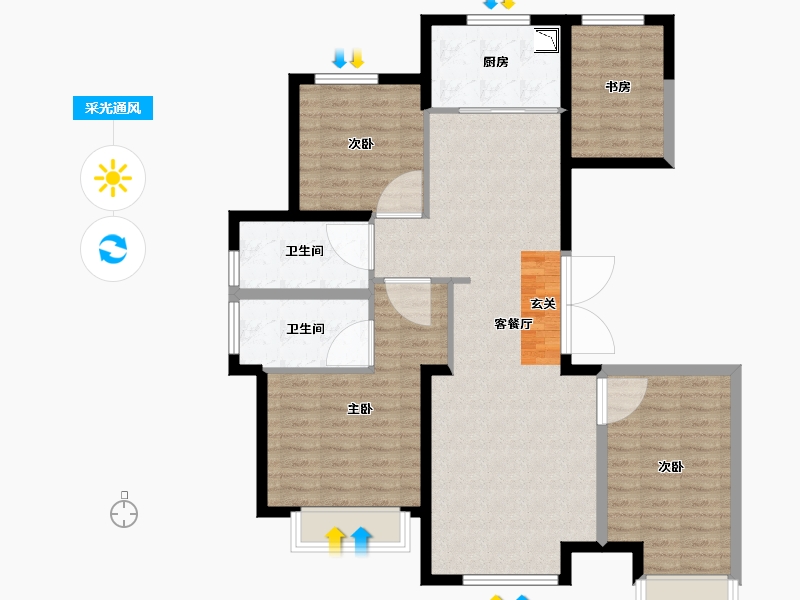 陕西省-西安市-绿城西安全运村-102.00-户型库-采光通风