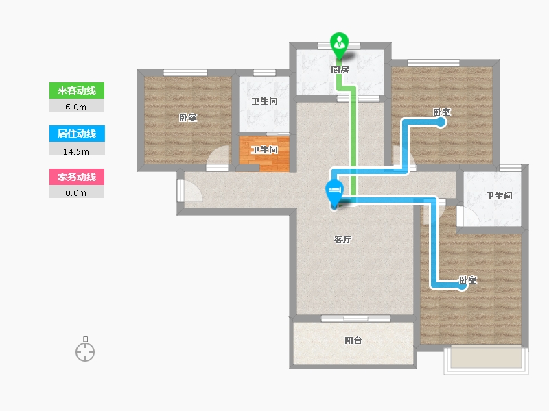 陕西省-宝鸡市-华隆幸福里-95.40-户型库-动静线