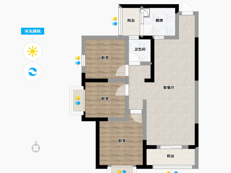 陕西省-西安市-隆源国际城YUE公园-67.14-户型库-采光通风