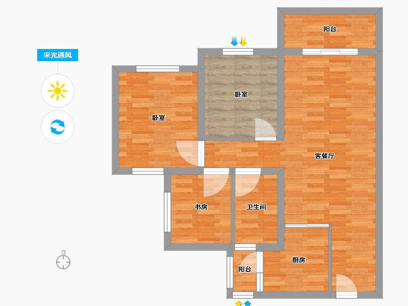 四川省-南充市-金科集美天悦-70.03-户型库-采光通风