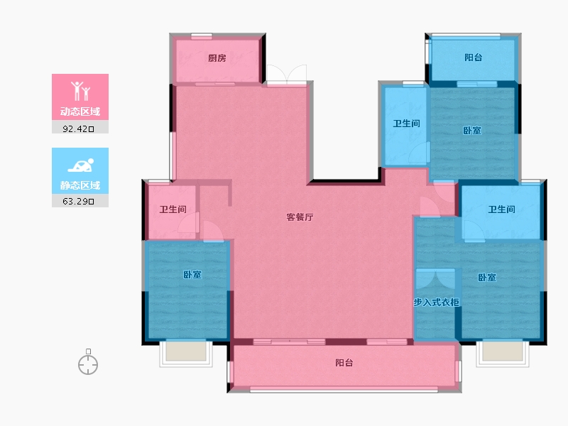 陕西省-西安市-沣水云间-141.39-户型库-动静分区