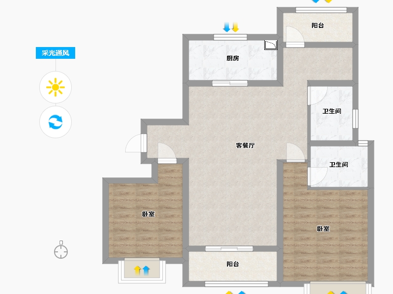 江苏省-徐州市-中海熙岸华府-88.00-户型库-采光通风