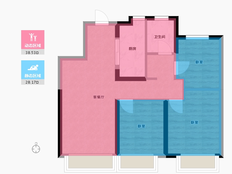 江苏省-无锡市-招商公园1872-58.96-户型库-动静分区