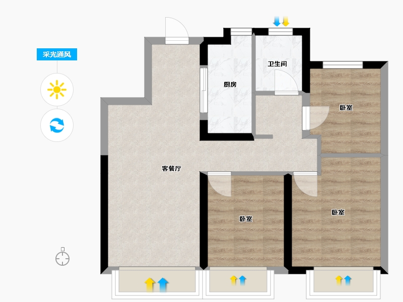 江苏省-无锡市-招商公园1872-58.96-户型库-采光通风