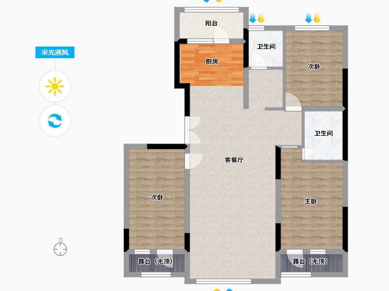 黑龙江省-哈尔滨市-金鼎华庭-107.88-户型库-采光通风