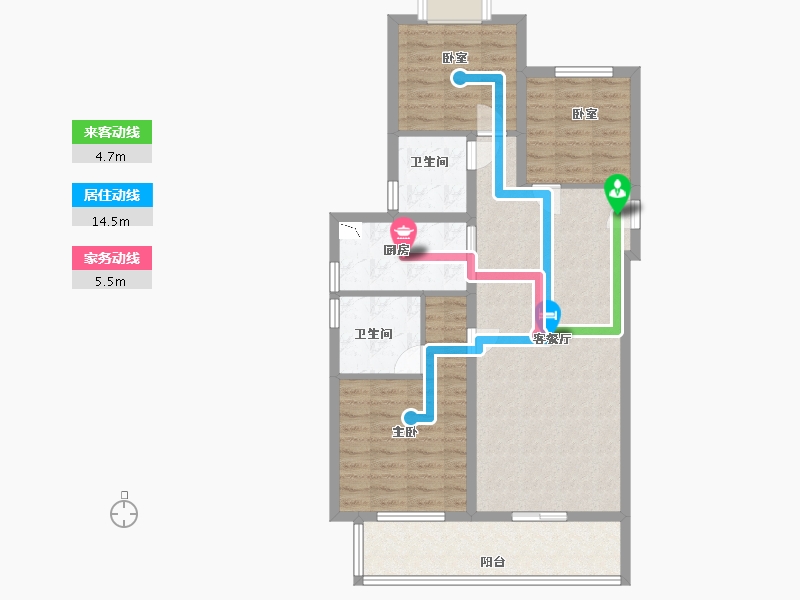 江苏省-无锡市-中洲崇安府-86.00-户型库-动静线