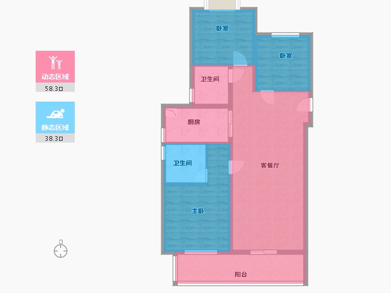 江苏省-无锡市-中洲崇安府-86.00-户型库-动静分区