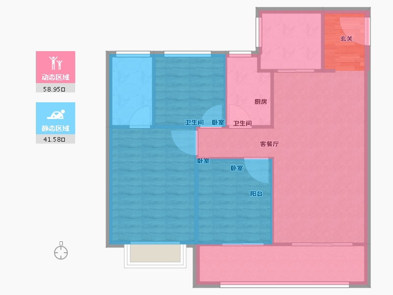 江苏省-无锡市-玫瑰公馆-92.18-户型库-动静分区