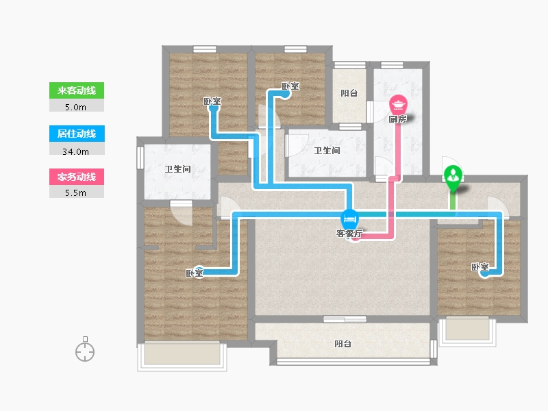 陕西省-西安市-陕建荣华臻萃府-104.94-户型库-动静线