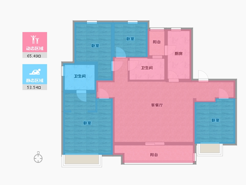 陕西省-西安市-陕建荣华臻萃府-104.94-户型库-动静分区