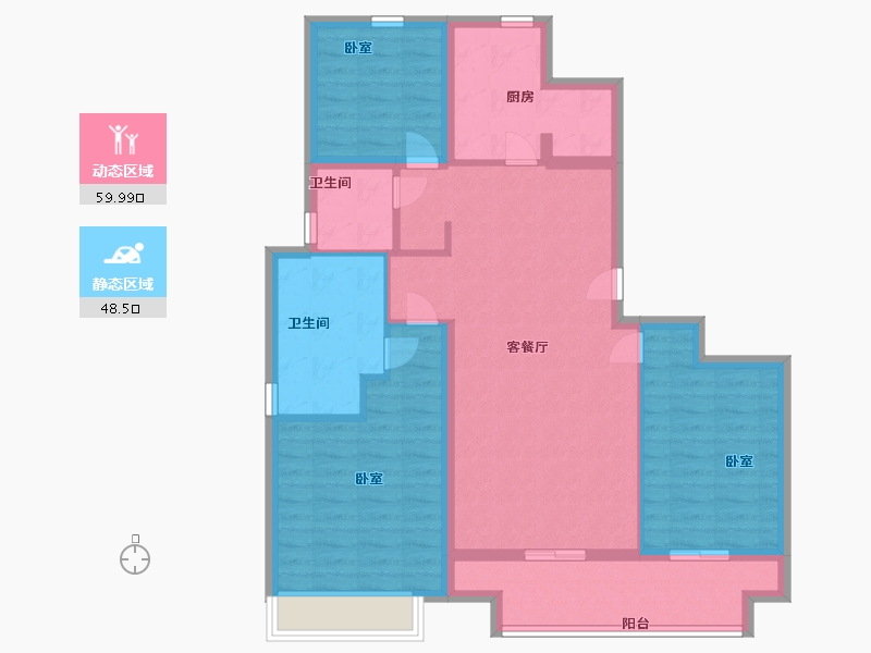 陕西省-西安市-陕建荣华臻萃府-96.99-户型库-动静分区