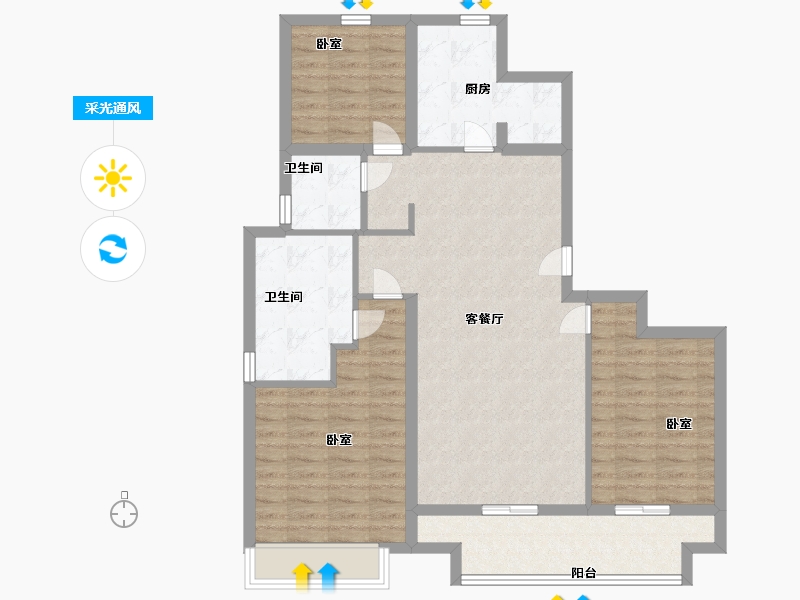 陕西省-西安市-陕建荣华臻萃府-96.99-户型库-采光通风