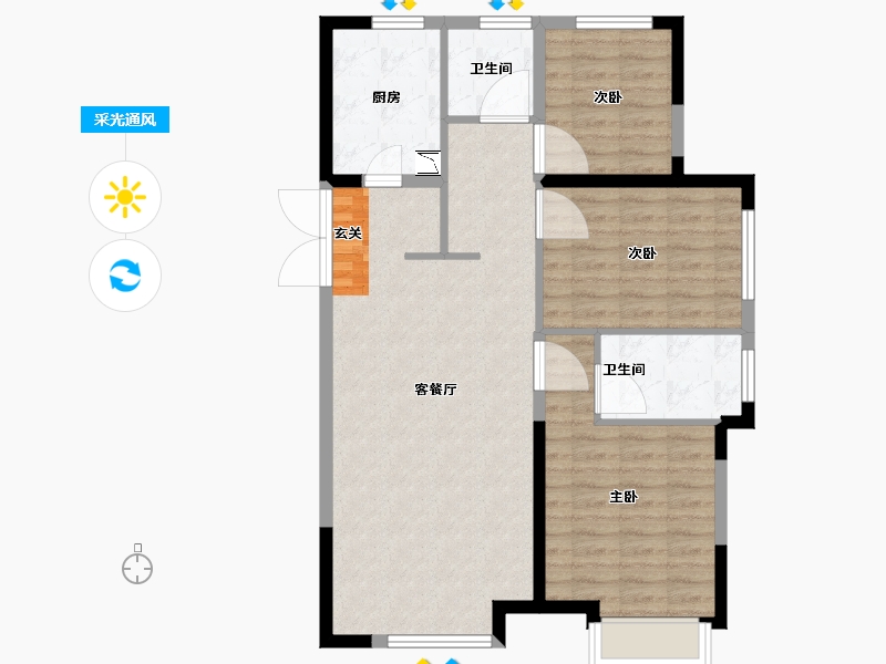 陕西省-西安市-绿城西安全运村-88.01-户型库-采光通风