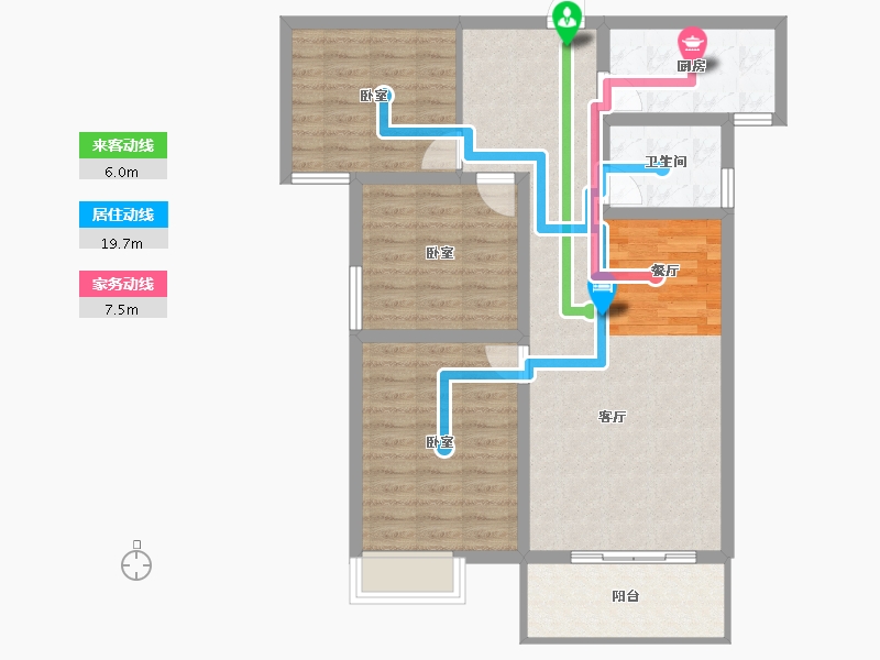 陕西省-宝鸡市-华隆幸福里-88.81-户型库-动静线