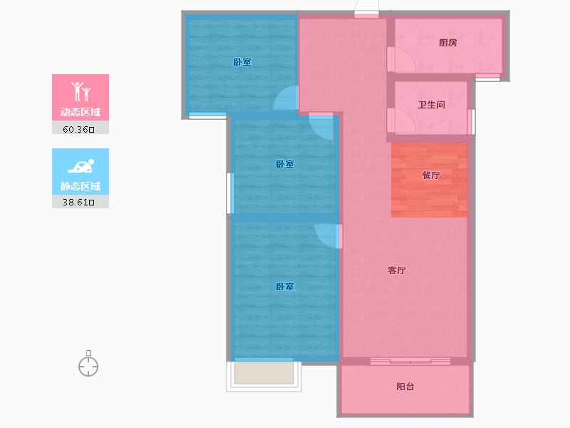 陕西省-宝鸡市-华隆幸福里-88.81-户型库-动静分区