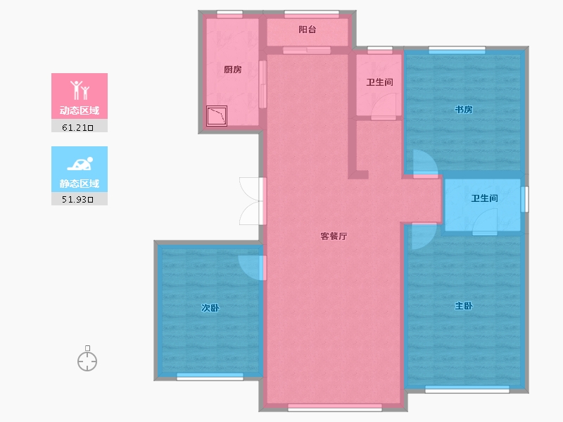 黑龙江省-大庆市-汇龙·玖玺首府-101.63-户型库-动静分区