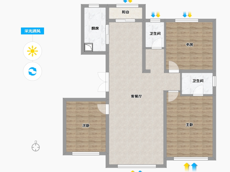 黑龙江省-大庆市-汇龙·玖玺首府-101.63-户型库-采光通风