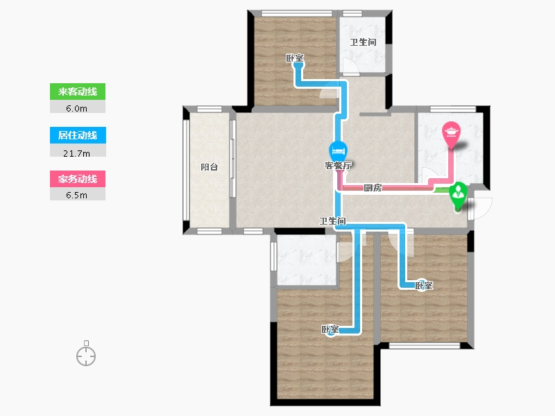 浙江省-杭州市-康恒悦麒美寓-104.00-户型库-动静线