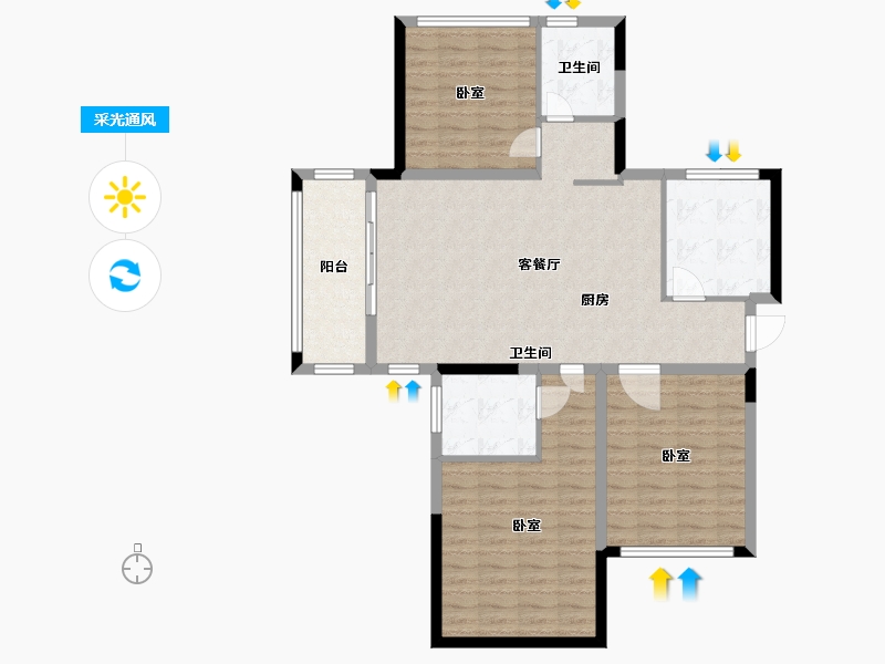 浙江省-杭州市-康恒悦麒美寓-104.00-户型库-采光通风