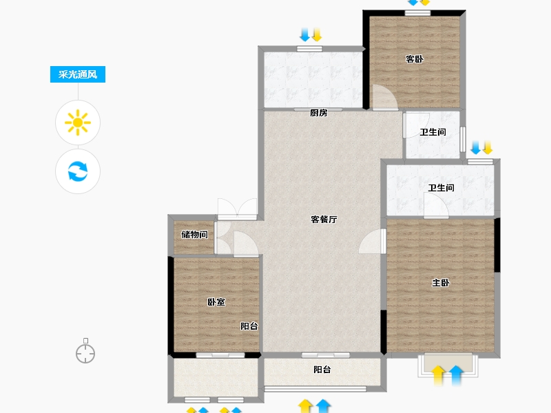 江苏省-无锡市-洛城紫园-160.01-户型库-采光通风