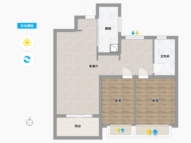 江苏省-无锡市-融创惠山映-71.00-户型库-采光通风