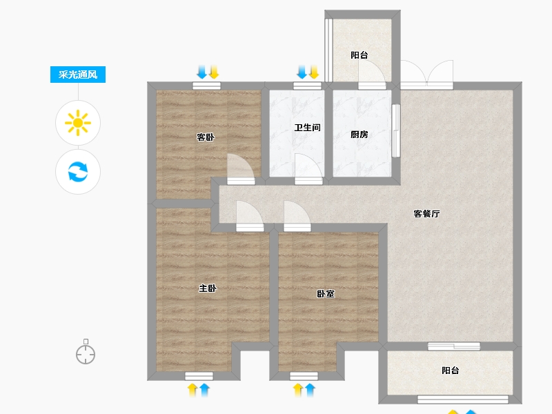 陕西省-渭南市-海兴漫香郡-88.00-户型库-采光通风