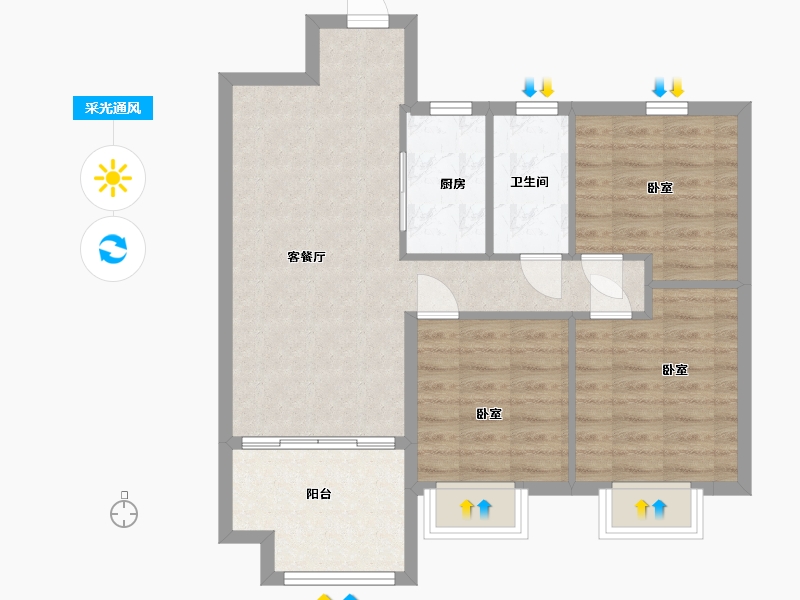 江苏省-无锡市-玺悦珑庭-73.27-户型库-采光通风