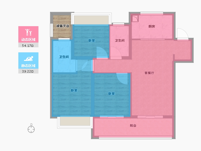 江苏省-无锡市-融创惠山映-86.00-户型库-动静分区