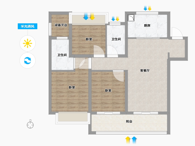 江苏省-无锡市-融创惠山映-86.00-户型库-采光通风