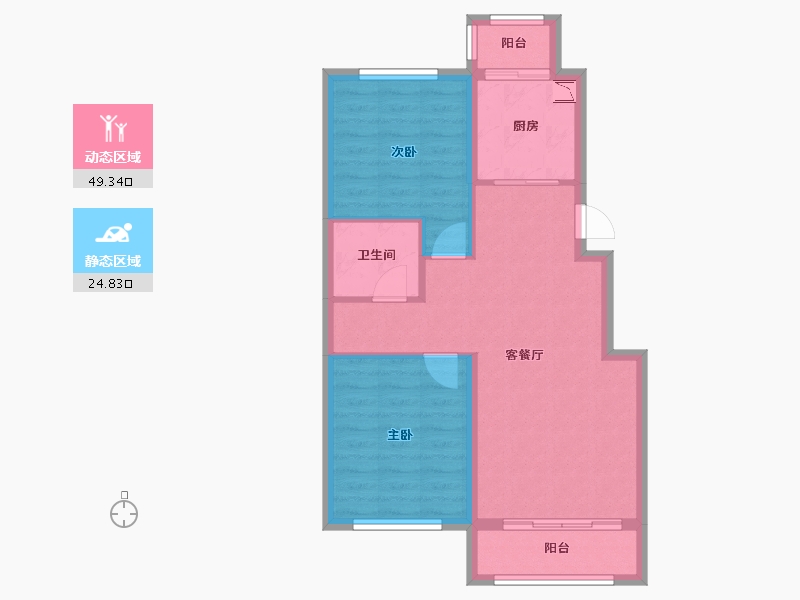 黑龙江省-大庆市-华溪龙城三期-66.37-户型库-动静分区