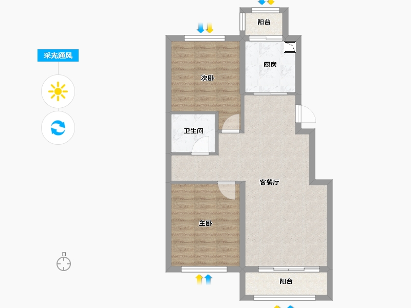 黑龙江省-大庆市-华溪龙城三期-66.37-户型库-采光通风