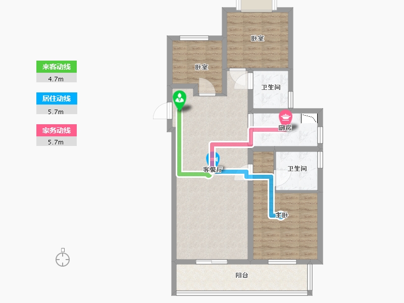 江苏省-无锡市-中洲崇安府-86.00-户型库-动静线