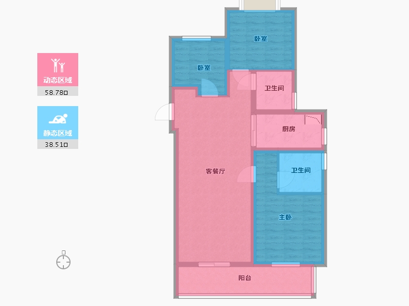 江苏省-无锡市-中洲崇安府-86.00-户型库-动静分区