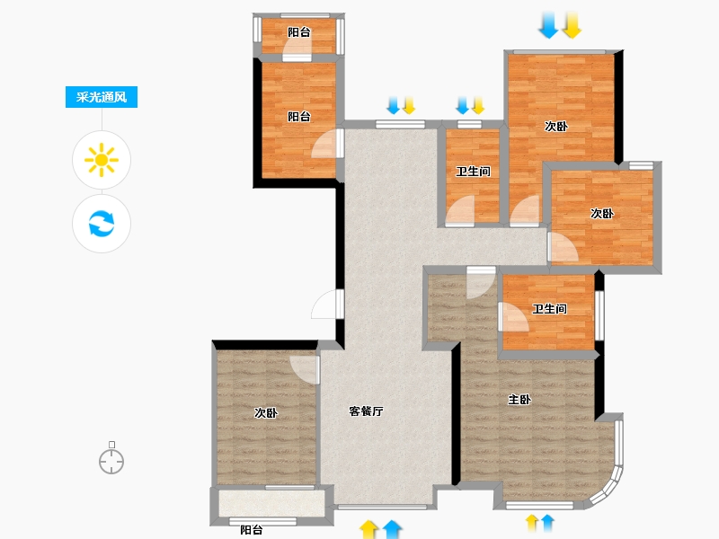 江苏省-南京市-蓝光睿创新筑-112.40-户型库-采光通风