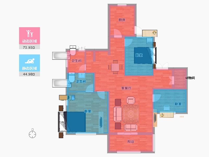 江苏省-南京市-景枫法兰谷-106.99-户型库-动静分区